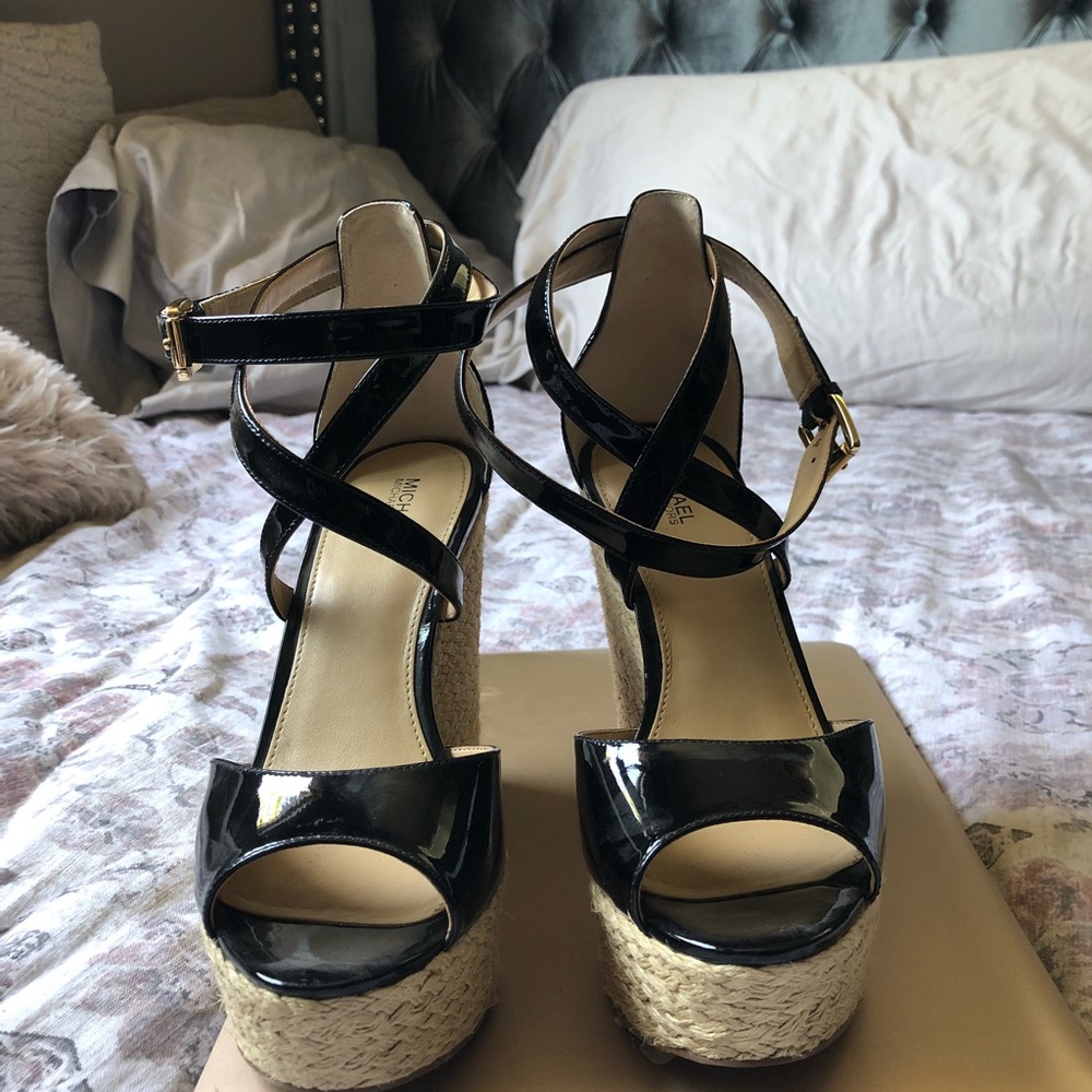 Michael Kors Black Patent Wedges - Picture 7 of 8